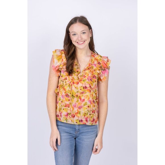 Misa Los Angeles Emi Top Golden Floral Mix Size L - Picture 12 of 14